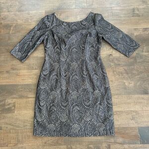 Eliza J Classic Black Silver Lace Sheath Dress - Elegant Women's Dress